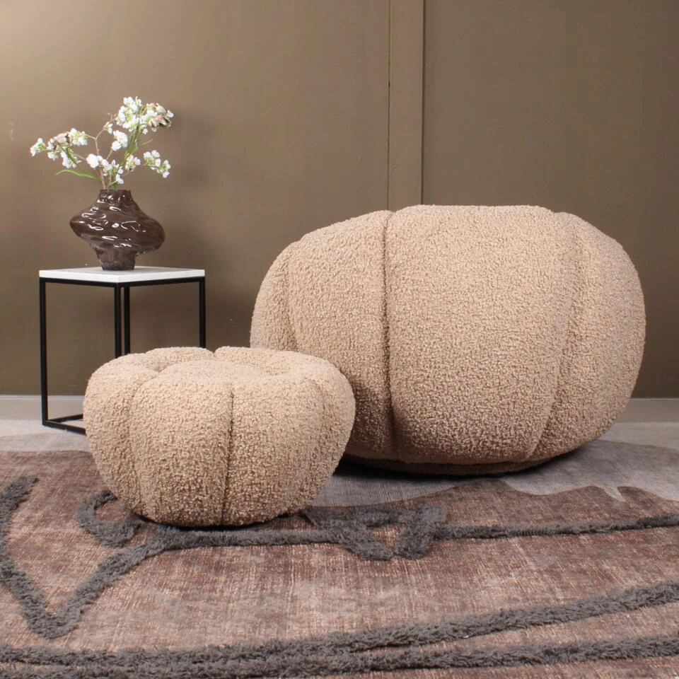 DS4U - Olivia Fauteuil Set Teddy - Beige 9 DS4U - Olivia Fauteuil Set Teddy - Beige - Afbeelding 7