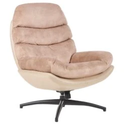 EIDE - Fauteuil Met Hocker - Beige - Fluweel -LeenBakker Winkel 42b9f5ce1d574360babfeba63572a742
