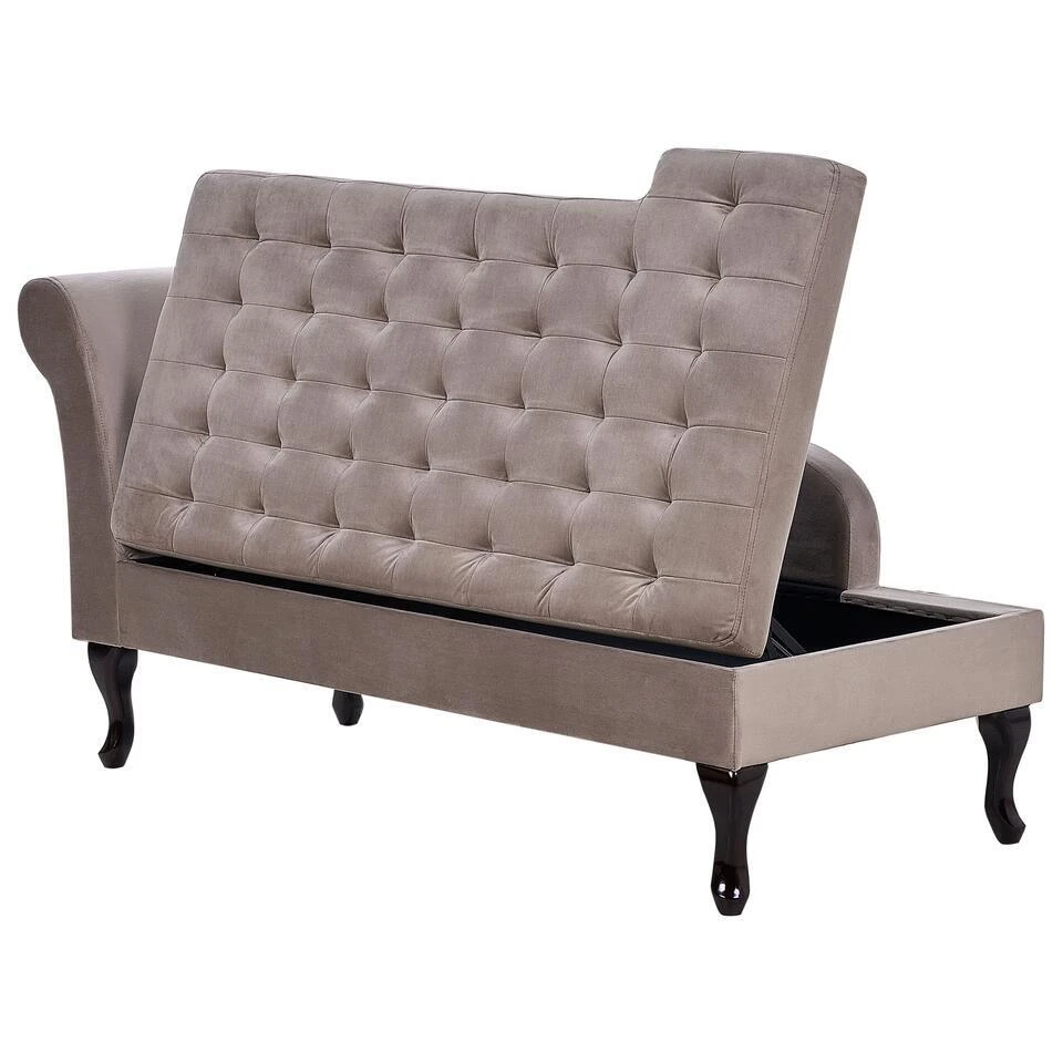 PESSAC - Chaise Longue - Taupe - Linkerzijde - Fluweel 8 PESSAC - Chaise Longue - Taupe - Linkerzijde - Fluweel - Afbeelding 6