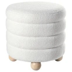 CHILLY - Poef - Gebroken Wit - Bouclé -LeenBakker Winkel 43353812a8c54f62a6a301f4b142ea79