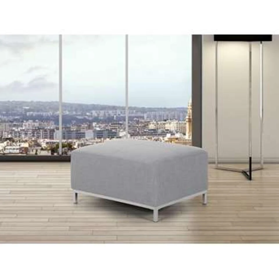 Beliani Ottomaan OSLO - Grijs Polyester 4 Beliani Ottomaan OSLO - Grijs Polyester - Afbeelding 2