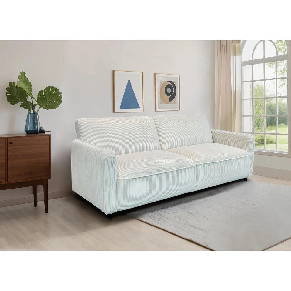 Alicia - Slaapbank 3-zits In Crèmekleurige Stof 4 Alicia - Slaapbank 3-zits In Crèmekleurige Stof - Afbeelding 2