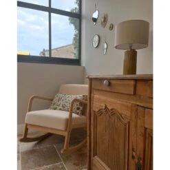 Schommelstoel Van Massief Hout En Beige Stof -LeenBakker Winkel 441869294fce48cf9c7952a12264c1b1