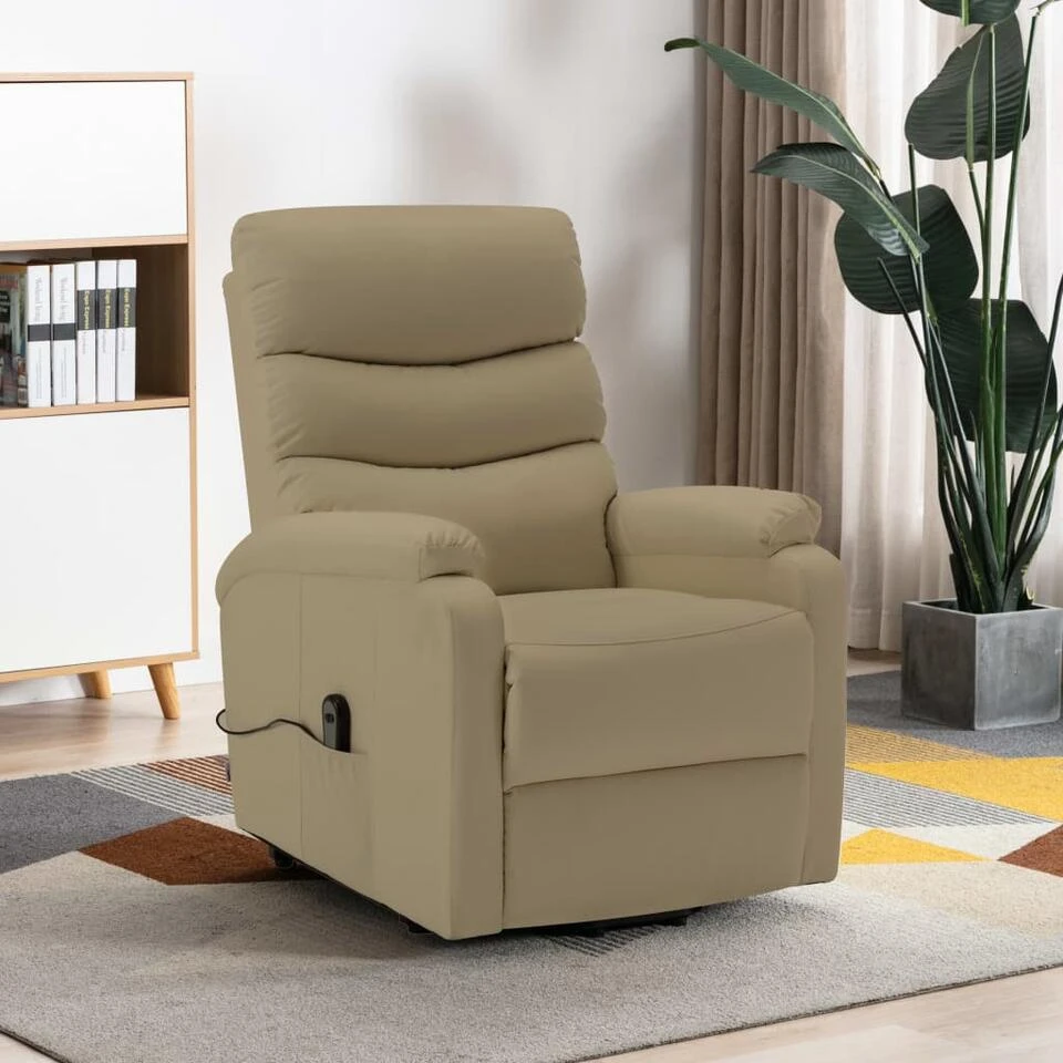 VidaXL Sta-op-stoel Kunstleer Cappuccinokleurig 4 VidaXL Sta-op-stoel Kunstleer Cappuccinokleurig - Afbeelding 2