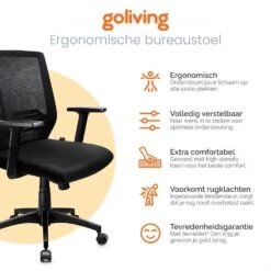 Goliving Ergonomisch Bureaustoel - Verstelbaar - Op Wieltjes - Zwart 17 Goliving Ergonomisch Bureaustoel - Verstelbaar - Op Wieltjes - Zwart -LeenBakker Winkel 44742f98f04c438087b08bb65bd36b74