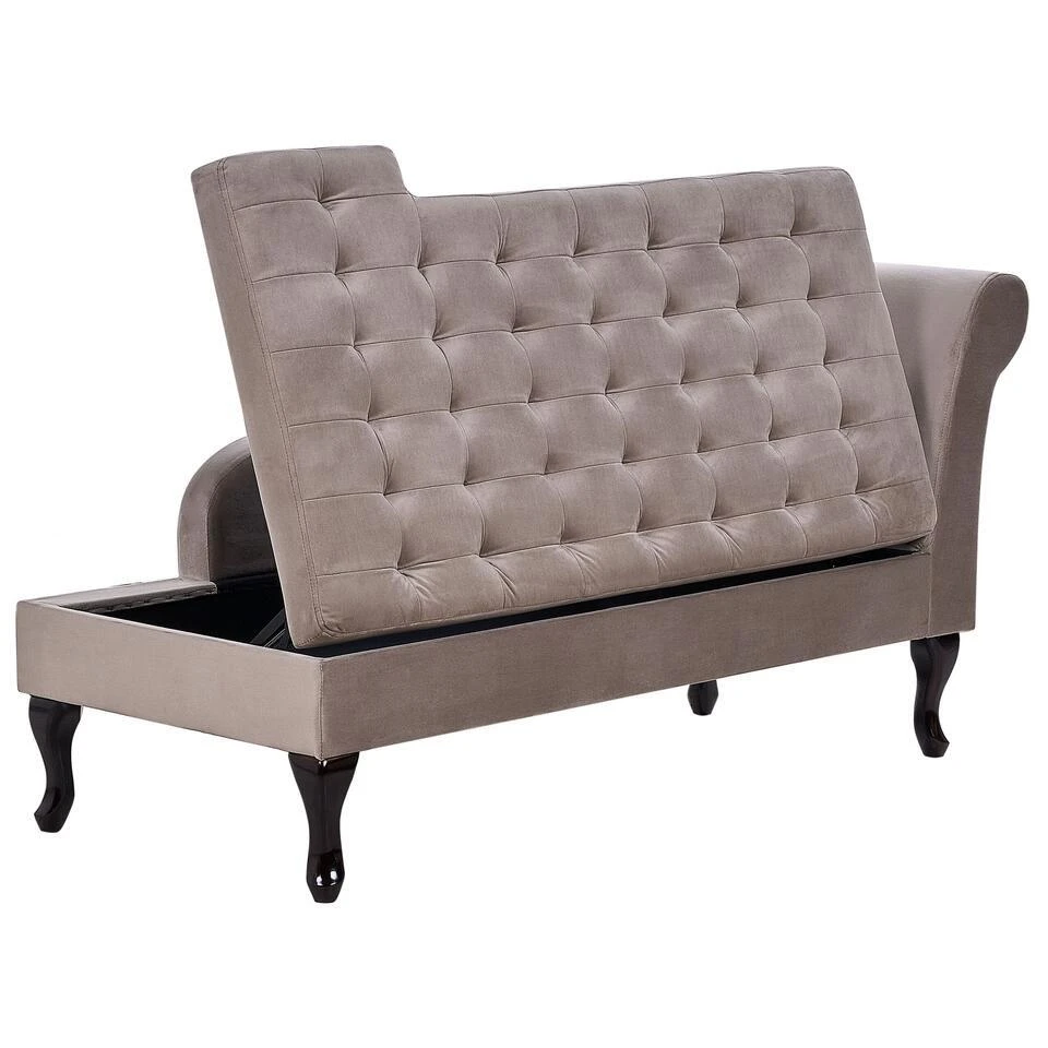 PESSAC - Chaise Longue - Taupe - Rechterzijde - Fluweel 8 PESSAC - Chaise Longue - Taupe - Rechterzijde - Fluweel - Afbeelding 6
