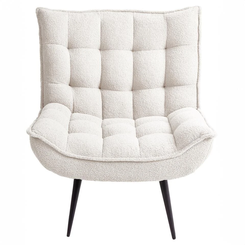 ALVESTA - Fauteuil - Wit - Bouclé 7 ALVESTA - Fauteuil - Wit - Bouclé - Afbeelding 5