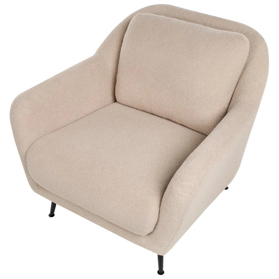 EIBY - Fauteuil - Beige - Bouclé 10 EIBY - Fauteuil - Beige - Bouclé - Afbeelding 8