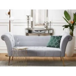 NANTILLY - Chaise Longue - Grijs - Symmetrisch - Fluweel 13 NANTILLY - Chaise Longue - Grijs - Symmetrisch - Fluweel -LeenBakker Winkel 47c23e513f6241a79fce1b15b51984c6