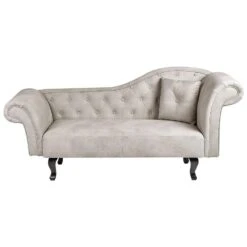 LATTES II - Chaise Longue - Taupe - Rechterzijde - Fluweel -LeenBakker Winkel 4819740b156646b2a867766275edaf9a
