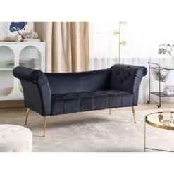 NANTILLY - Chaise Longue - Zwart - Fluweel 11 NANTILLY - Chaise Longue - Zwart - Fluweel -LeenBakker Winkel 489585e248af4c48b9b9abc12bf1ba02