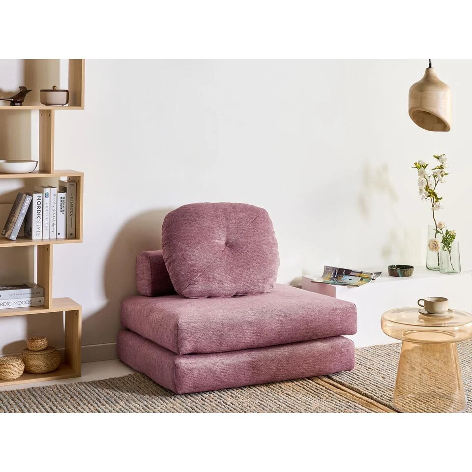 OLDEN - Slaapbank - Roze - Stof 4 OLDEN - Slaapbank - Roze - Stof - Afbeelding 2