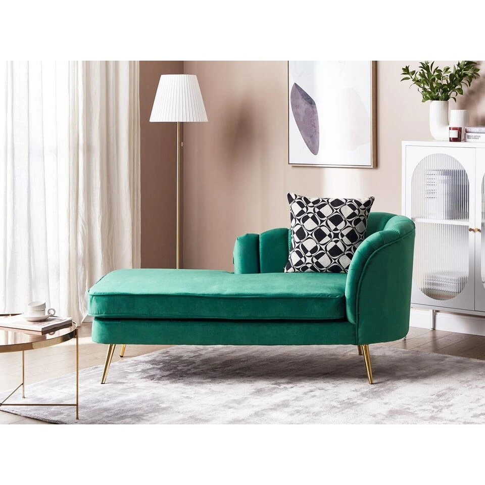 ALLIER - Chaise Longue - Groen - Rechterzijde - Fluweel 4 ALLIER - Chaise Longue - Groen - Rechterzijde - Fluweel - Afbeelding 2