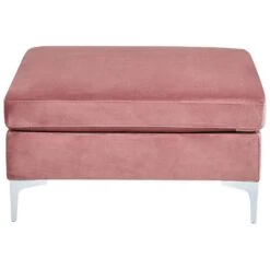 Beliani Ottomaan EVJA - Roze Fluweel -LeenBakker Winkel 4a10fabfb35341c79af8137a6d0bc4f9