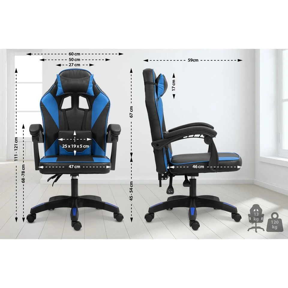 CLP Bureaustoel Orkney Zwart Frame - Kunststof - Zwart/blauw 4 CLP Bureaustoel Orkney Zwart Frame - Kunststof - Zwart/blauw - Afbeelding 2