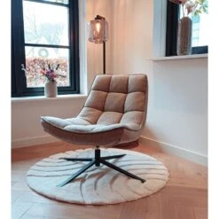 Draaifauteuil Stof/Textiel - Taupe - 86x74x84cm - Mattis -LeenBakker Winkel 4bf640202f7e4b0b8bea9db6211c4343