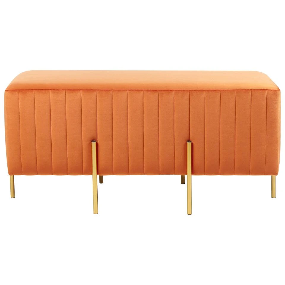 Beliani Hocker DAYTON - Oranje Fluweel 6 Beliani Hocker DAYTON - Oranje Fluweel - Afbeelding 4