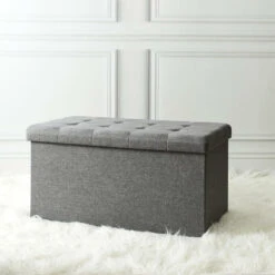 Home Deco Poef Chique - Opbergbox - Donkergrijs - 76 X 38 Cm -LeenBakker Winkel 4e959fd9398e4ca5ad142c950f9a236e