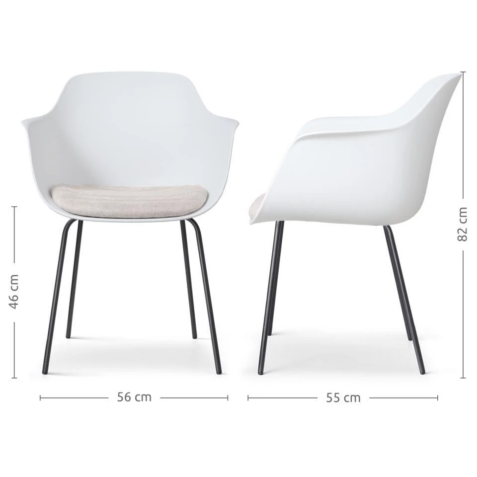 Nolon Nora-Liz Eetkamerstoel Wit - Beige Kussen - Zwarte Poten 6 Nolon Nora-Liz Eetkamerstoel Wit - Beige Kussen - Zwarte Poten - Afbeelding 4