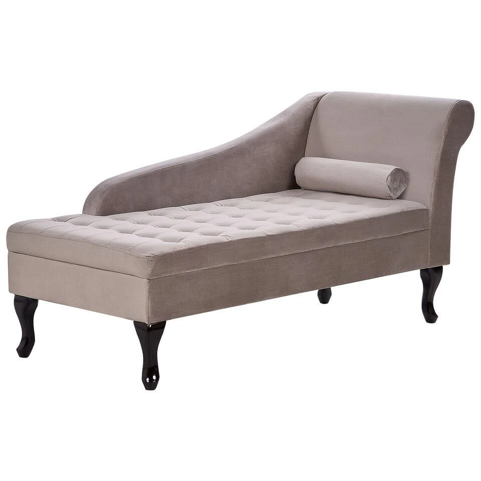 PESSAC - Chaise Longue - Taupe - Rechterzijde - Fluweel 6 PESSAC - Chaise Longue - Taupe - Rechterzijde - Fluweel - Afbeelding 4