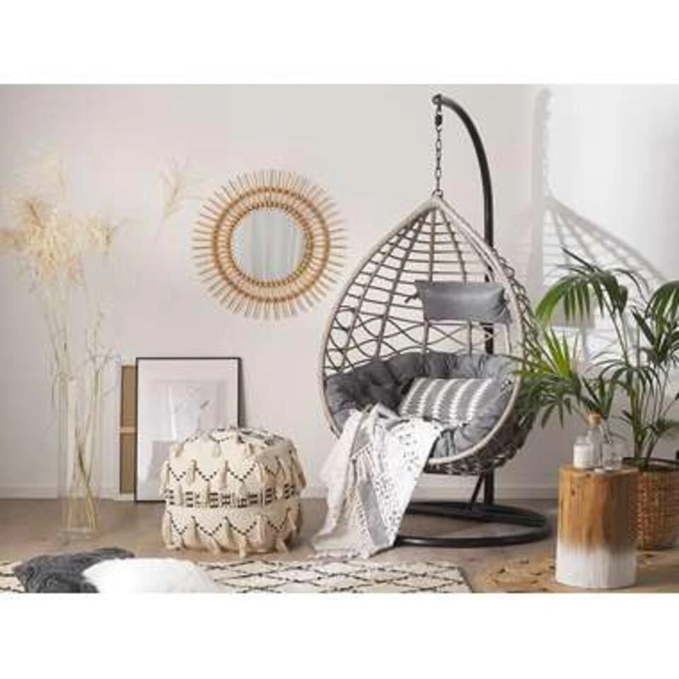 ARSITA - Hangstoel - Grijs - 100 Cm - PE Rotan 4 ARSITA - Hangstoel - Grijs - 100 Cm - PE Rotan - Afbeelding 2