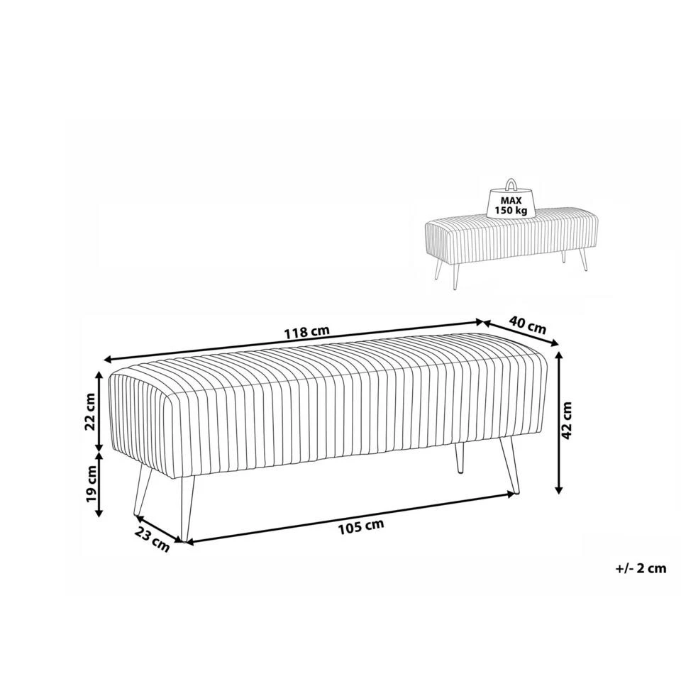 Beliani Hocker PATERSON - Blauw Fluweel 5 Beliani Hocker PATERSON - Blauw Fluweel - Afbeelding 3