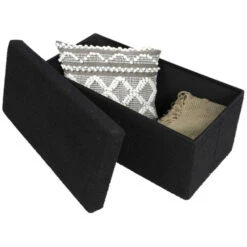 Merkloos Urban Living Poef/hocker/opbergbox - Zwart - Mdf - 76 X 38 X 38 Cm -LeenBakker Winkel 5280f1a5920b4b89834b66e2f4efed30