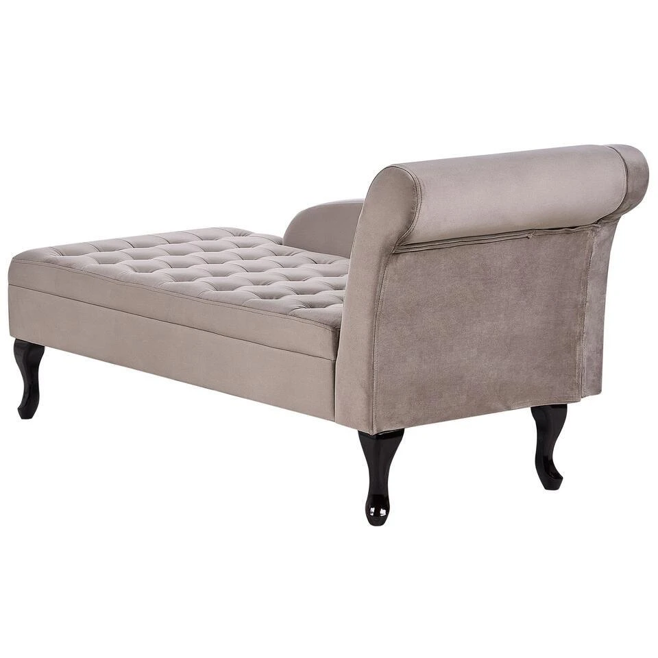PESSAC - Chaise Longue - Taupe - Rechterzijde - Fluweel 10 PESSAC - Chaise Longue - Taupe - Rechterzijde - Fluweel - Afbeelding 8