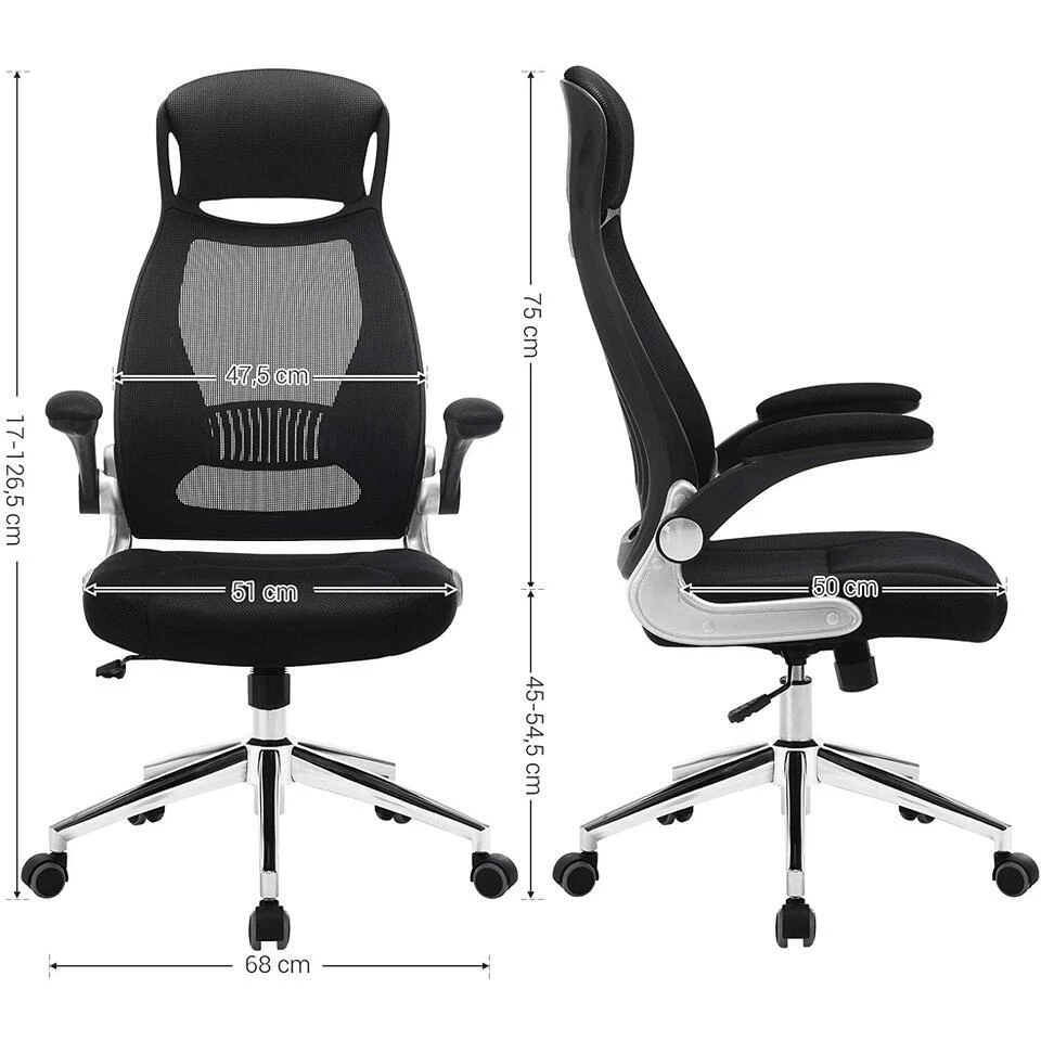 Songmics Bureaustoel Xavi - Zwart 10 Songmics Bureaustoel Xavi - Zwart - Afbeelding 8