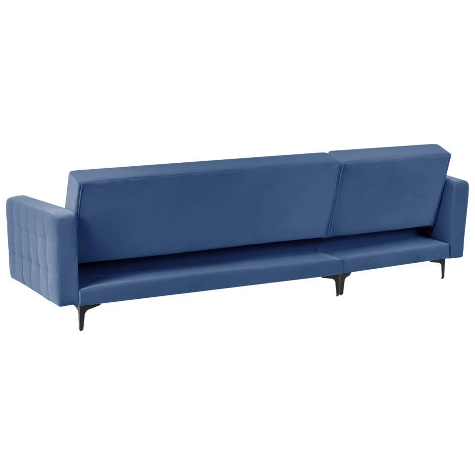 ABERDEEN - Slaapbank Met Ottomaan - Blauw - Rechtszijdig - Fluweel 11 ABERDEEN - Slaapbank Met Ottomaan - Blauw - Rechtszijdig - Fluweel - Afbeelding 9