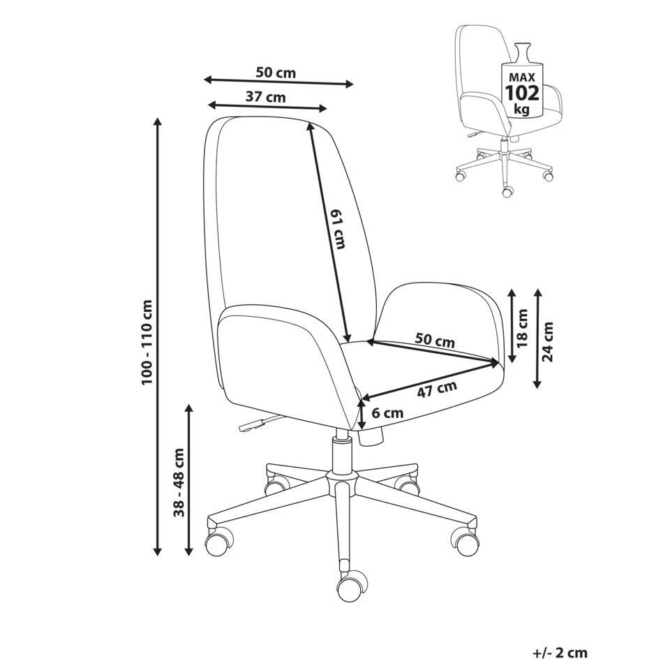 CLARE - Bureaustoel - Bruin - Fluweel 6 CLARE - Bureaustoel - Bruin - Fluweel - Afbeelding 4