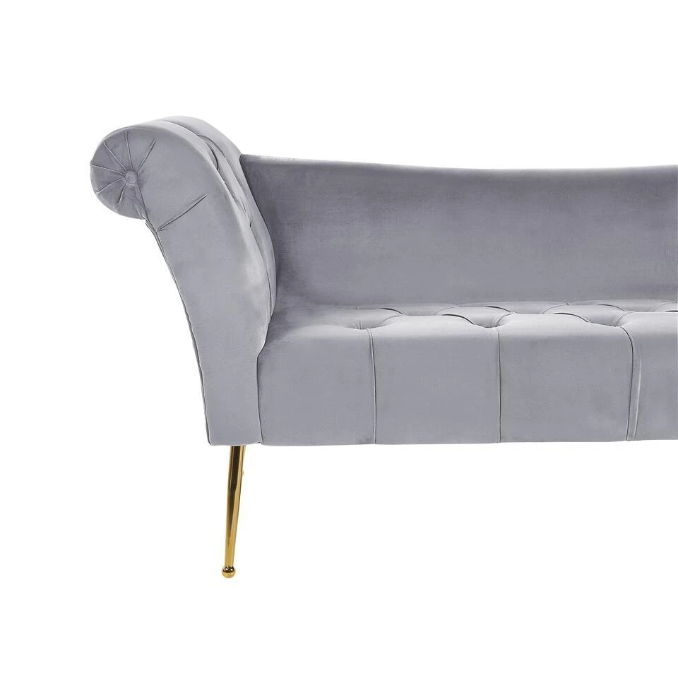 NANTILLY - Chaise Longue - Grijs - Symmetrisch - Fluweel 8 NANTILLY - Chaise Longue - Grijs - Symmetrisch - Fluweel - Afbeelding 6