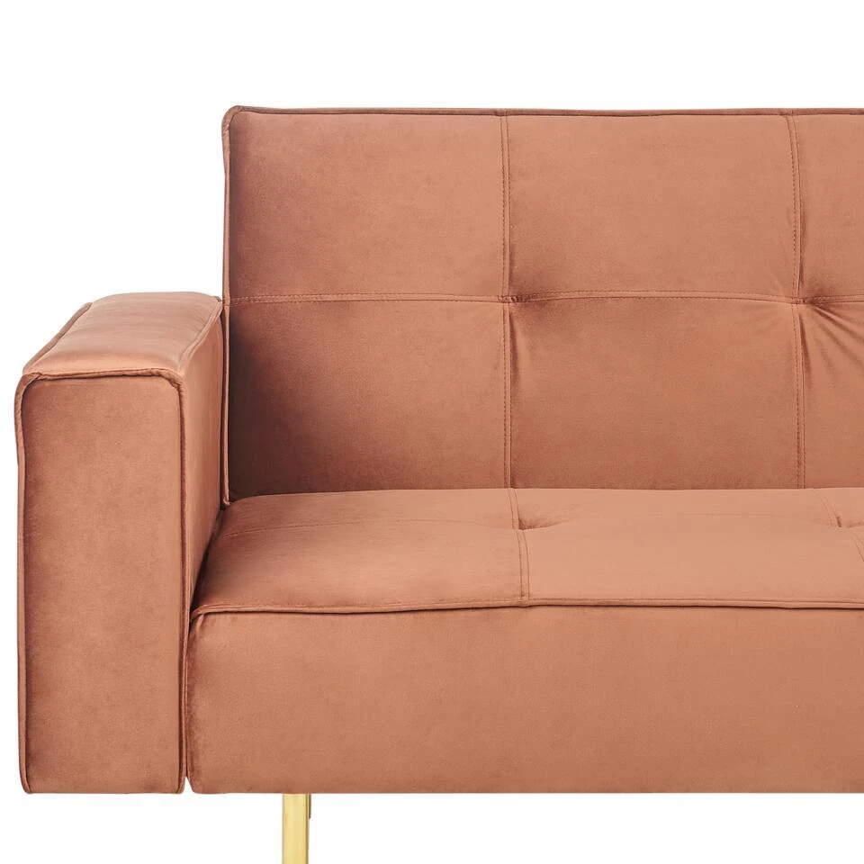 VISNES - Slaapbank 3-zits - Goudbruin - Fluweel 12 VISNES - Slaapbank 3-zits - Goudbruin - Fluweel - Afbeelding 10