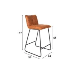 Industriële Barkruk Jelle Cognac - Zithoogte 65 Cm - Stof - Bruin -LeenBakker Winkel 5568772f9d15497489a3fd21df3c84ad