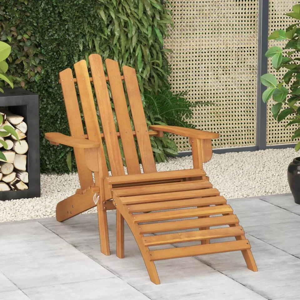 VidaXL Adirondack Tuinstoel Met Voetensteun Massief Acaciahout 4 VidaXL Adirondack Tuinstoel Met Voetensteun Massief Acaciahout - Afbeelding 2