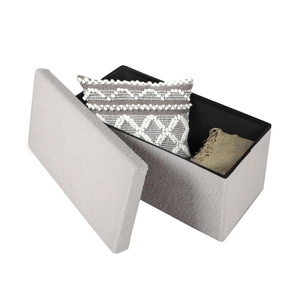 Merkloos Urban Living Poef/hocker/opbergbox - Lichtgrijs - 76 X 38 X 38 Cm 7 Merkloos Urban Living Poef/hocker/opbergbox - Lichtgrijs - 76 X 38 X 38 Cm - Afbeelding 5