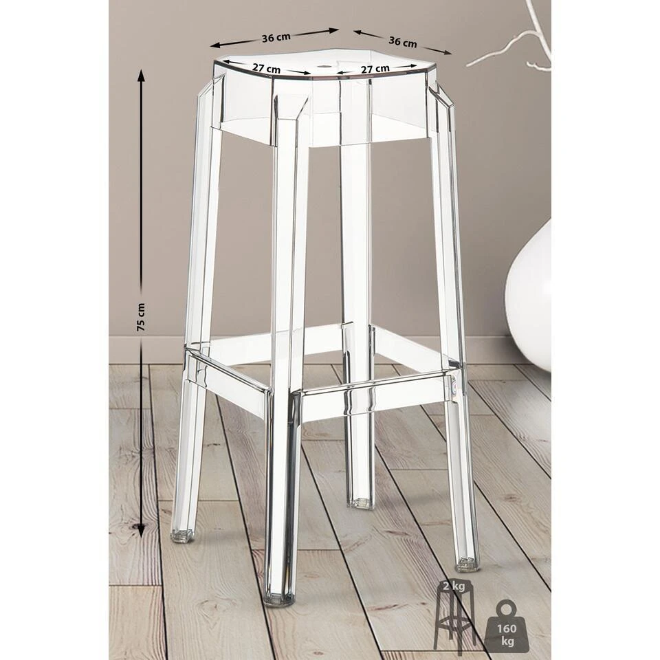 CLP Barkruk FOX Natura Frame - Kunststof - Transparant 4 CLP Barkruk FOX Natura Frame - Kunststof - Transparant - Afbeelding 2