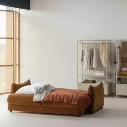 WOOOD Jonne 3-Zits Slaapbank - Chennile - Bruin - 92x233x105 -LeenBakker Winkel 58bf801519d9470b8db1379356b1fcb7