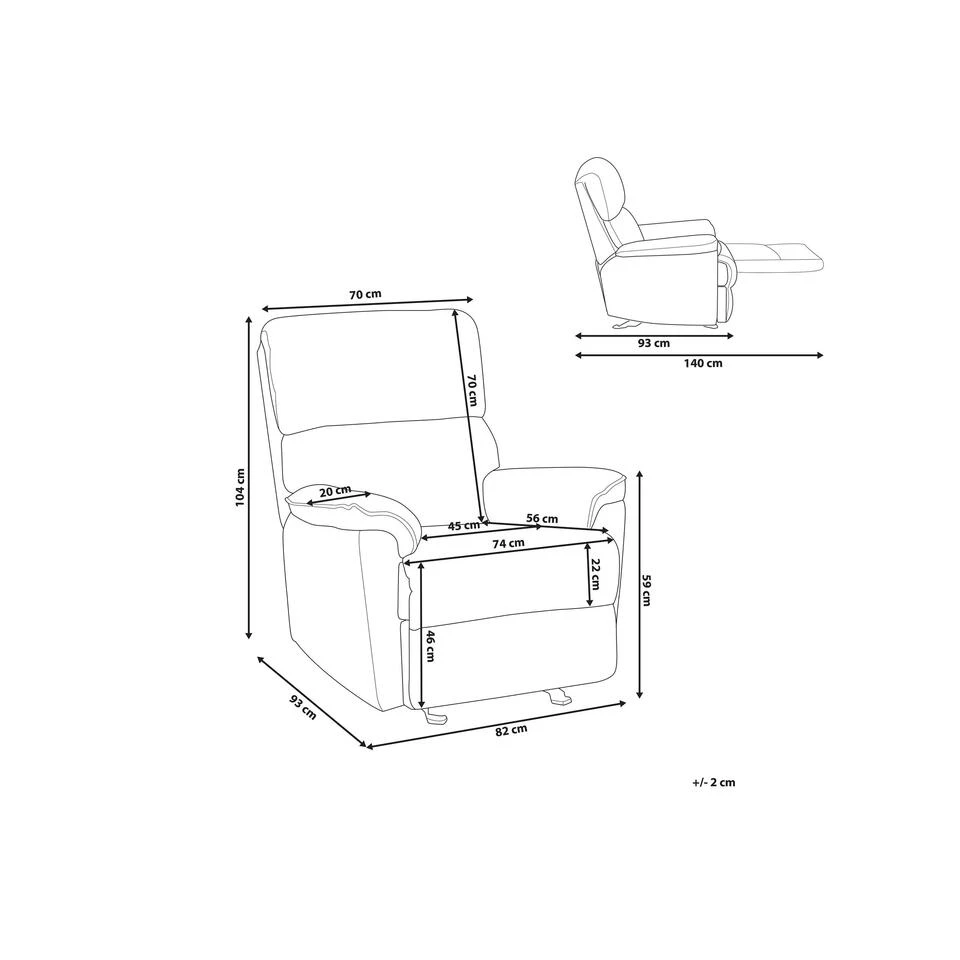 Beliani TV-fauteuil EVERTON - Bruin Polyester 5 Beliani TV-fauteuil EVERTON - Bruin Polyester - Afbeelding 3