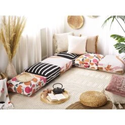 Beliani Poef TEMARA - Multicolor Katoen -LeenBakker Winkel 5924e5fea8084351a6748aa34e52d024