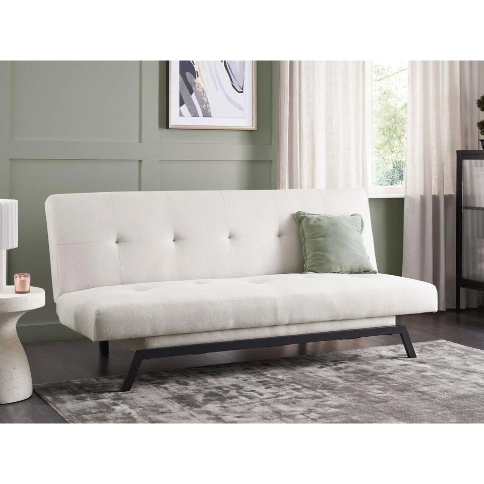 LEEDS - Slaapbank 3-zits - Wit - Polyester 4 LEEDS - Slaapbank 3-zits - Wit - Polyester - Afbeelding 2