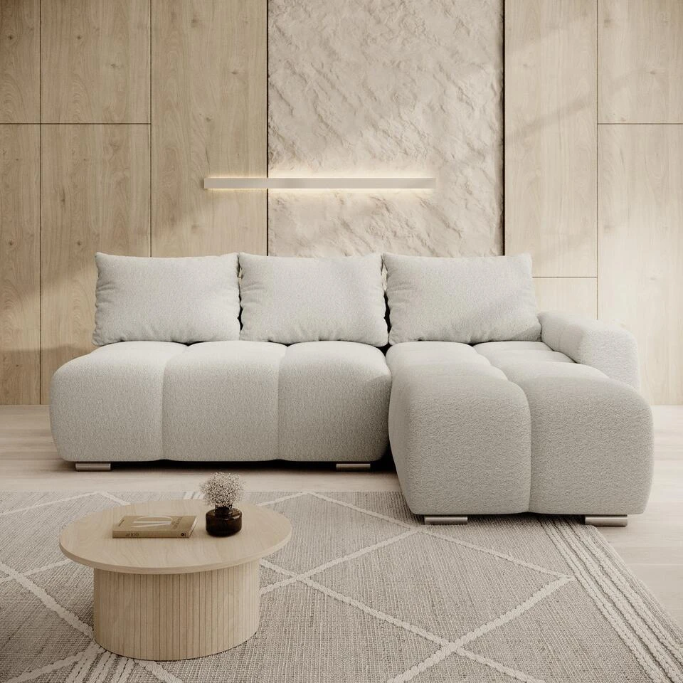 Meubella - Broome - Hoekbank 3-zits - Grijs Teddystof - Rechts 5 Meubella - Broome - Hoekbank 3-zits - Grijs Teddystof - Rechts - Afbeelding 3