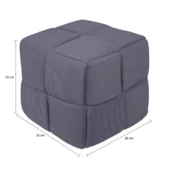 QUVIO Vierkante Poef - Corduroy - 35x35 Cm - Grijs -LeenBakker Winkel 5b20945914794156960f7d85422e5537