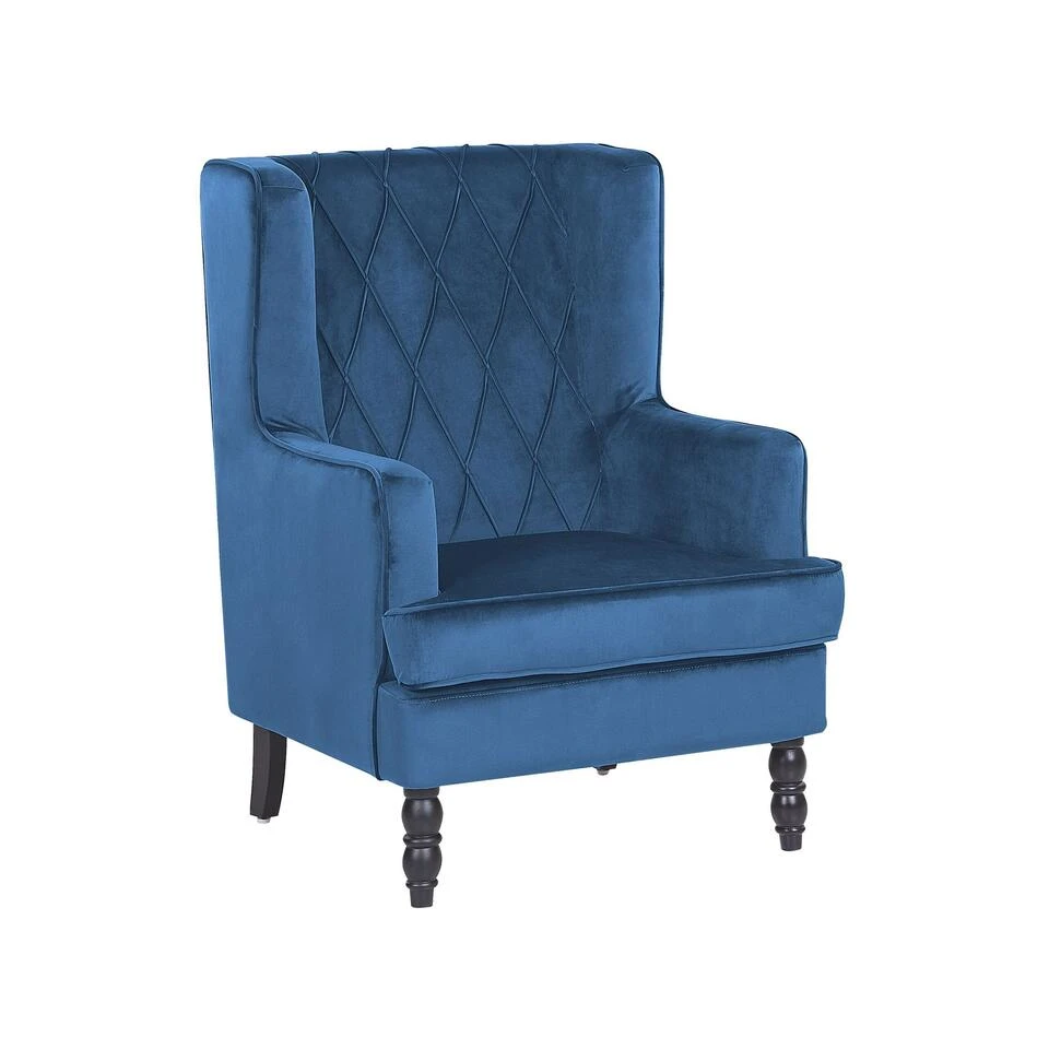 Beliani Fauteuil SANDSET - Blauw Fluweel 6 Beliani Fauteuil SANDSET - Blauw Fluweel - Afbeelding 4