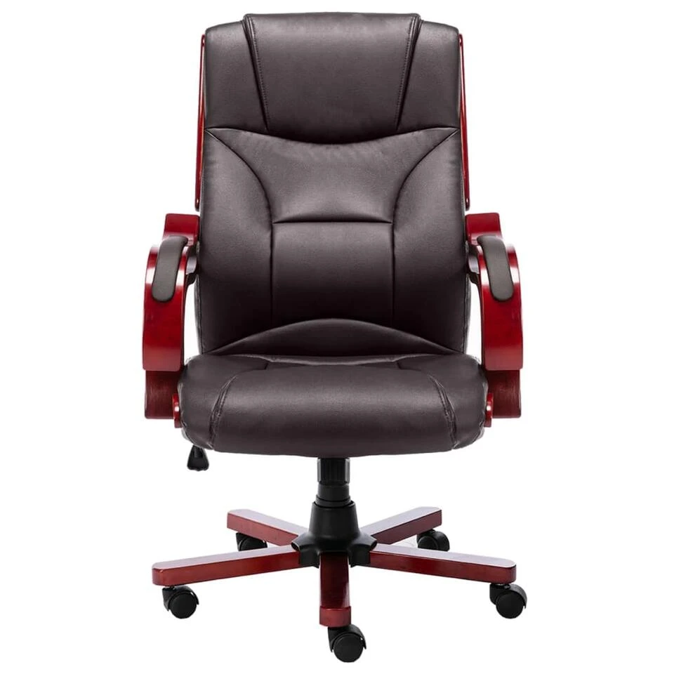 VidaXL Kantoorstoel Echt Leer Bruin 4 VidaXL Kantoorstoel Echt Leer Bruin - Afbeelding 2