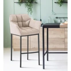 CLP Barkruk Damaso Zwart Frame - Stof - Ivoor -LeenBakker Winkel 5df553d21f144fdfa26774c6dcf1c698