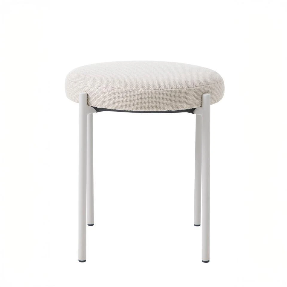 Poef Beige Stof - 43,5x44x48cm - Pelican 4 Poef Beige Stof - 43,5x44x48cm - Pelican - Afbeelding 2