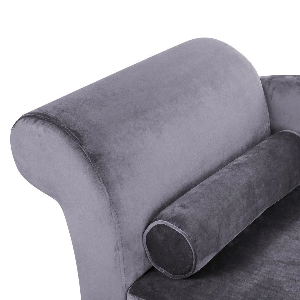 LUIRO - Chaise Longue - Donkergrijs - Linkerzijde - Fluweel 14 LUIRO - Chaise Longue - Donkergrijs - Linkerzijde - Fluweel - Afbeelding 12