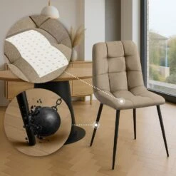 CLP Set Van 4 Eetkamerstoel Antibes Zwart Frame - Stof - Taupe -LeenBakker Winkel 60e89d7e545741298195302eb74aa399