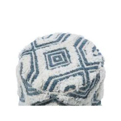 Beliani Hocker AGRA - Wit Wol, Katoen -LeenBakker Winkel 61d7085309324bcd9ac93e0a0bd14d9e